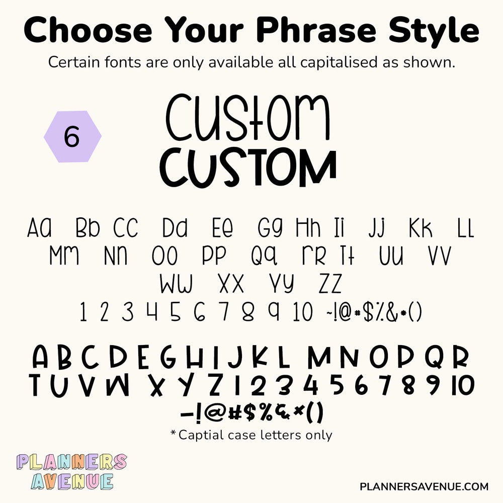 Custom Script Word Planner Stickers | Phrase 2 Lines