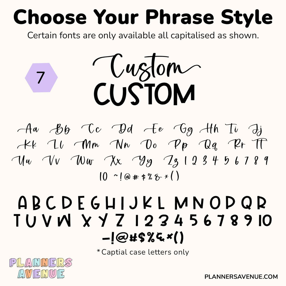 Custom Script Word Planner Stickers | Phrase 2 Lines