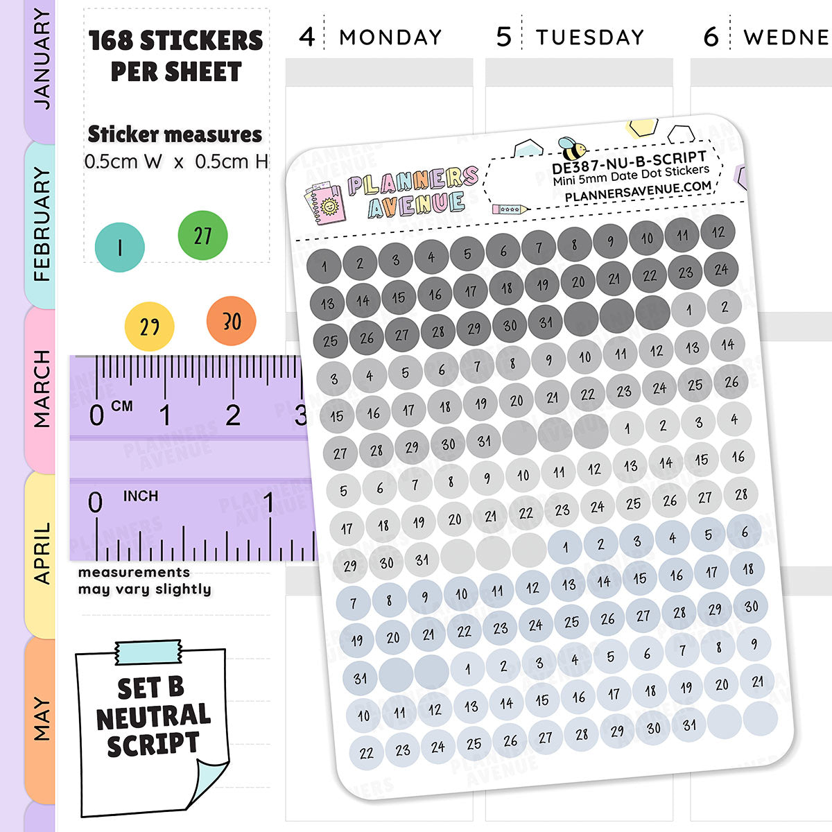 Mini Date Dot Stickers