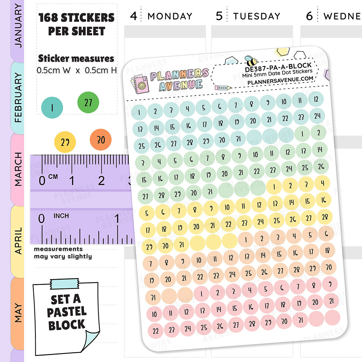 Mini Date Dot Stickers