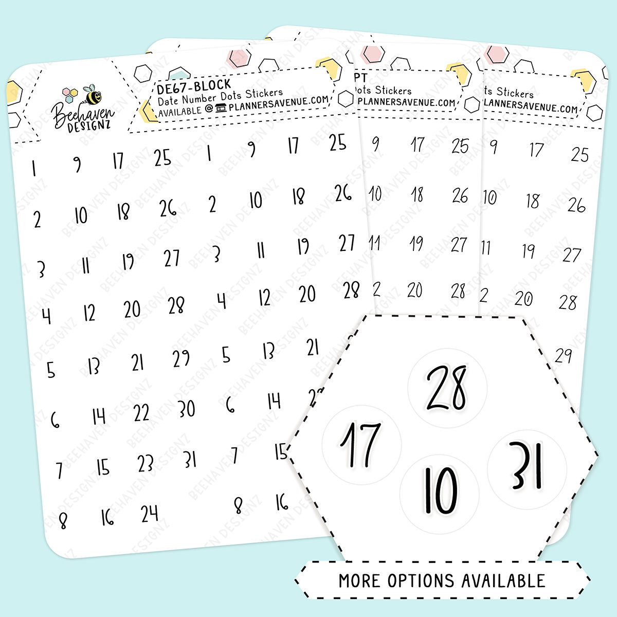 Foiled Date Number Dot Planner Stickers