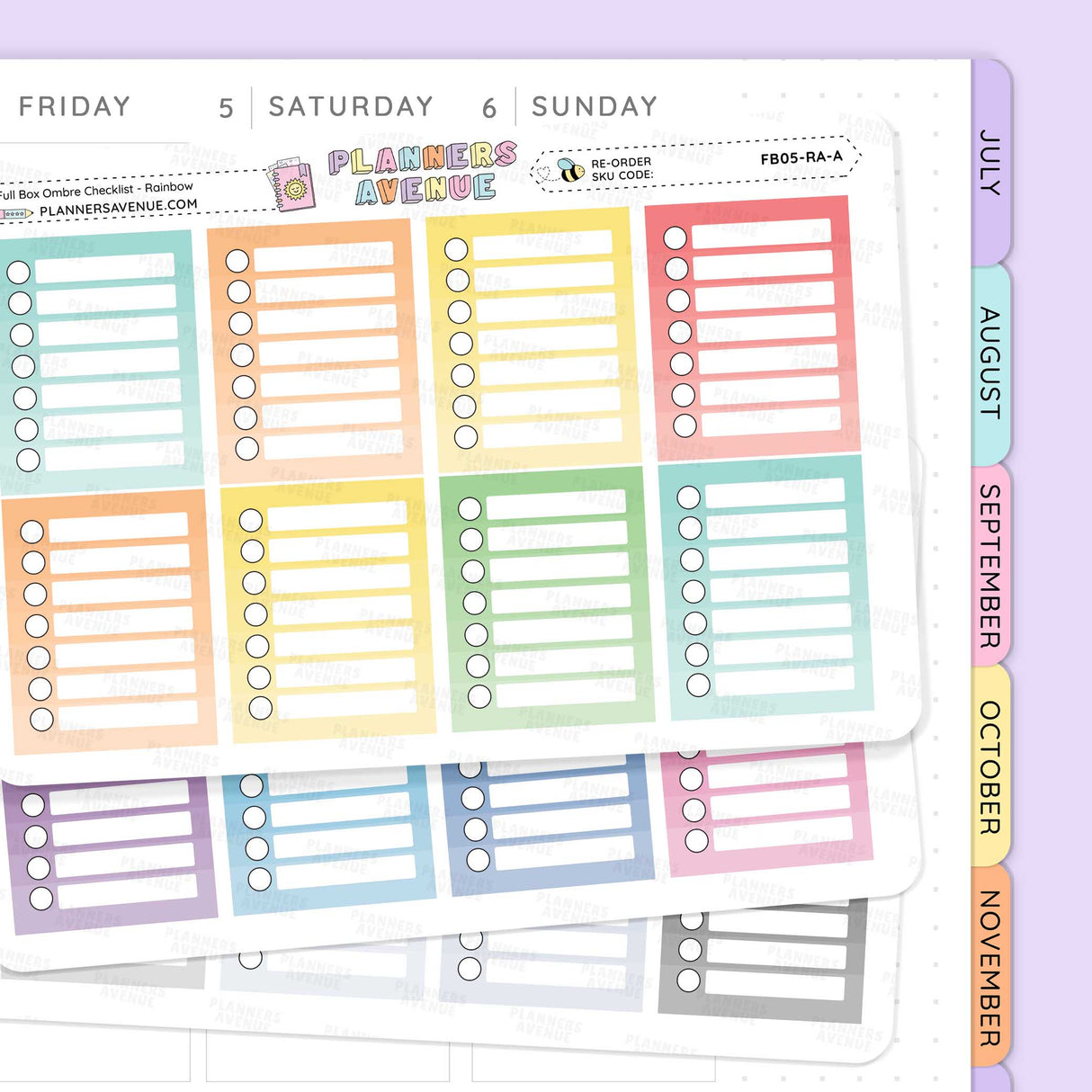 Full Box Ombre Checklists Stickers