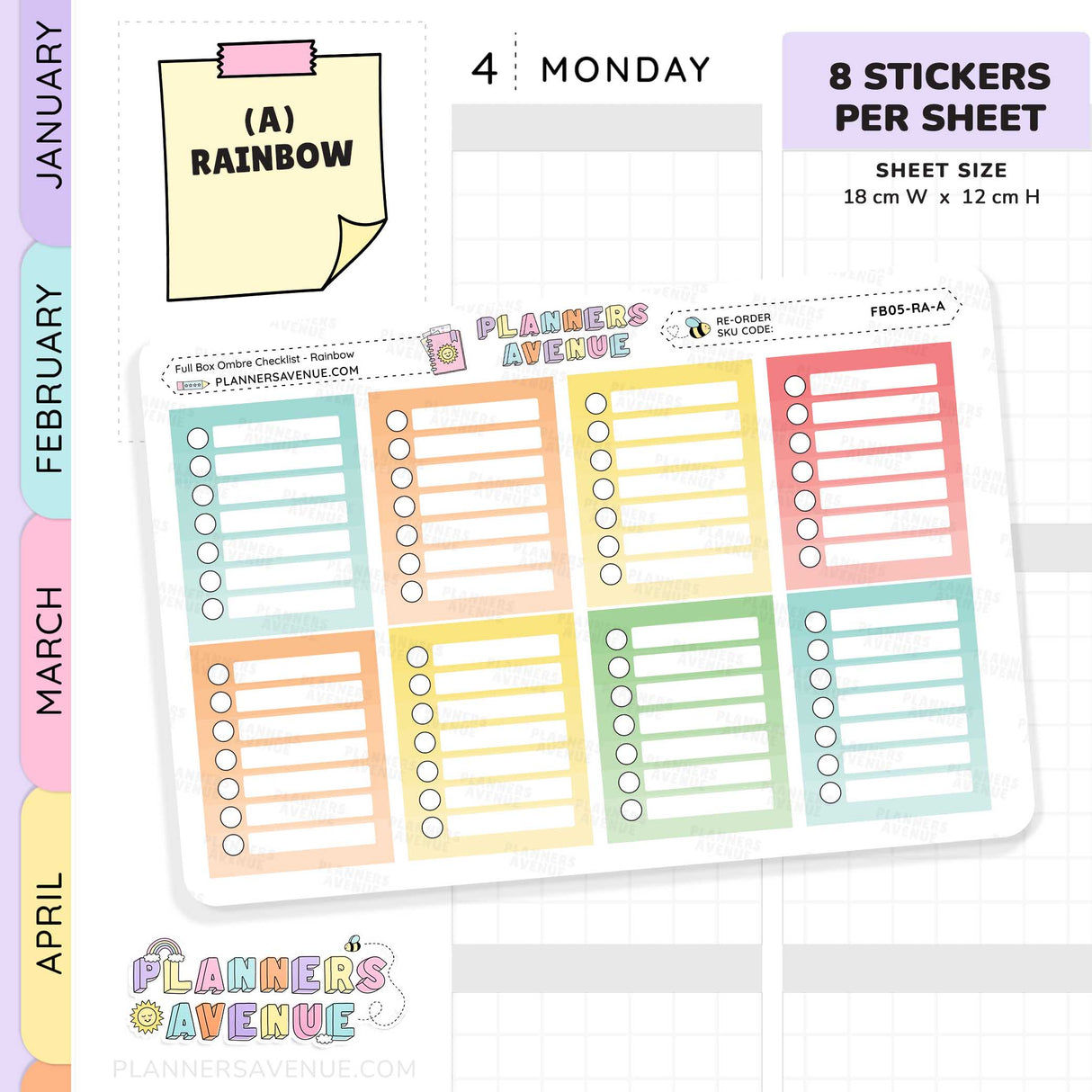 Full Box Ombre Checklists Stickers