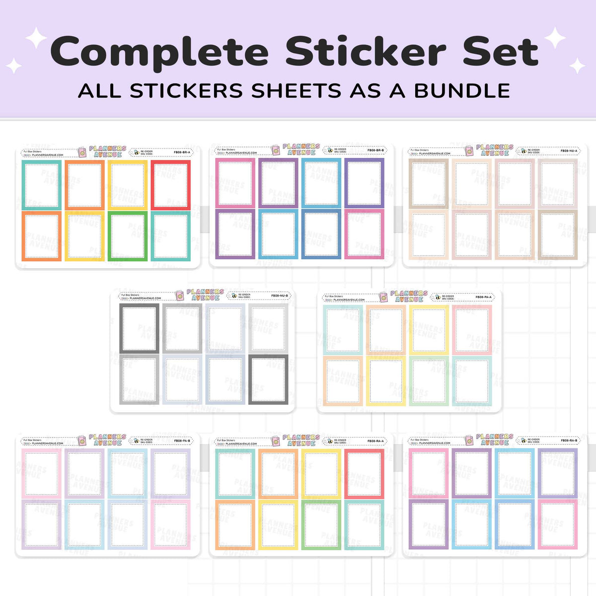 Colourful Full Box Planner Stickers
