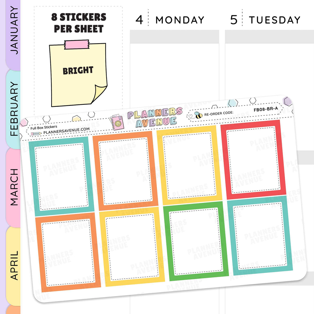 Bright Colourful Full Box Planner Stickers