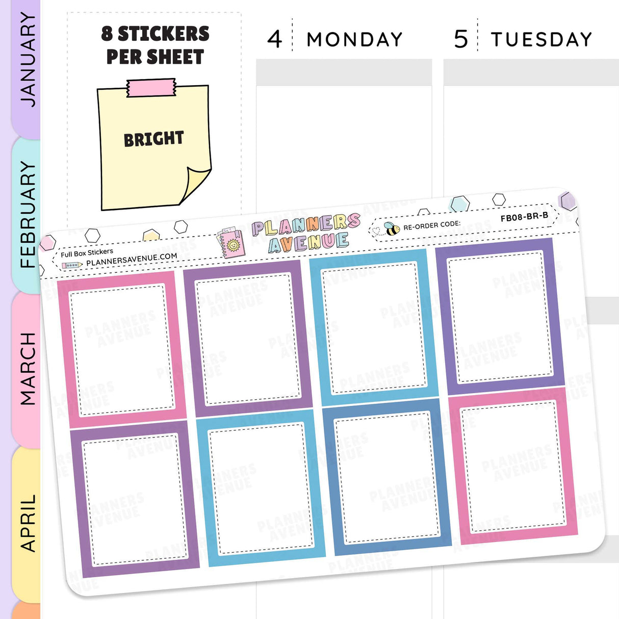 Colourful Full Box Planner Stickers