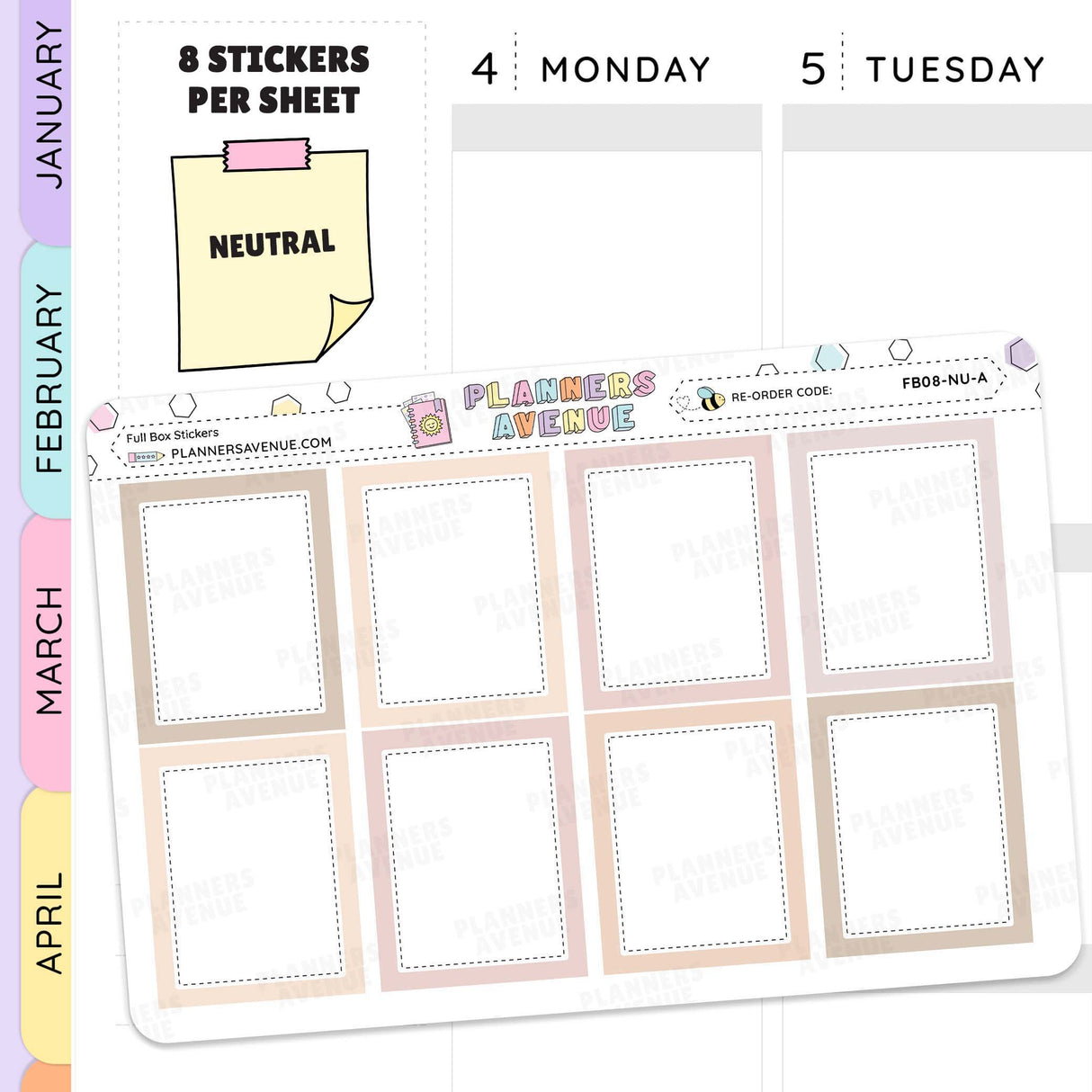 Neutral Colourful Full Box Planner Stickers
