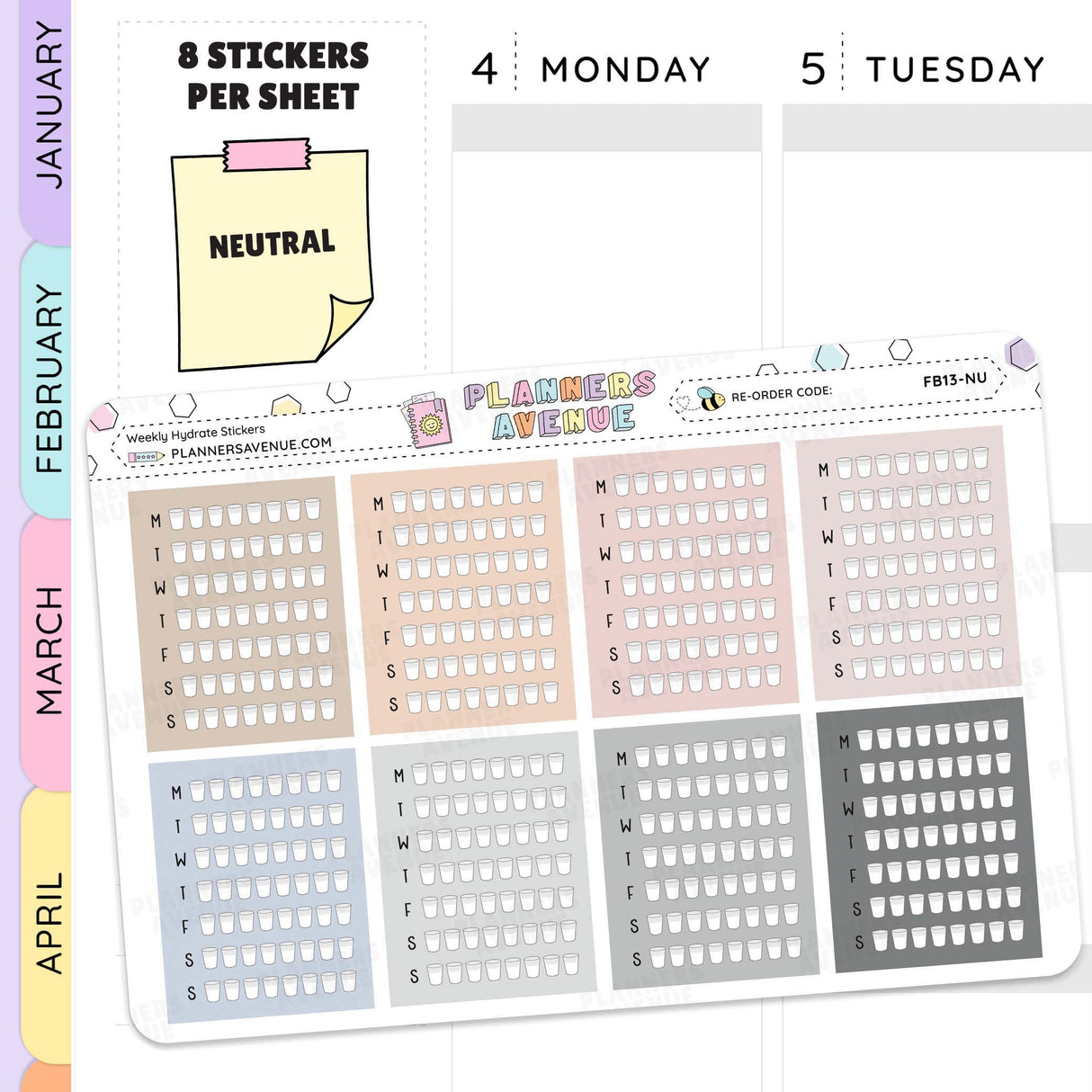 Weekly Hydrate Tracker Stickers