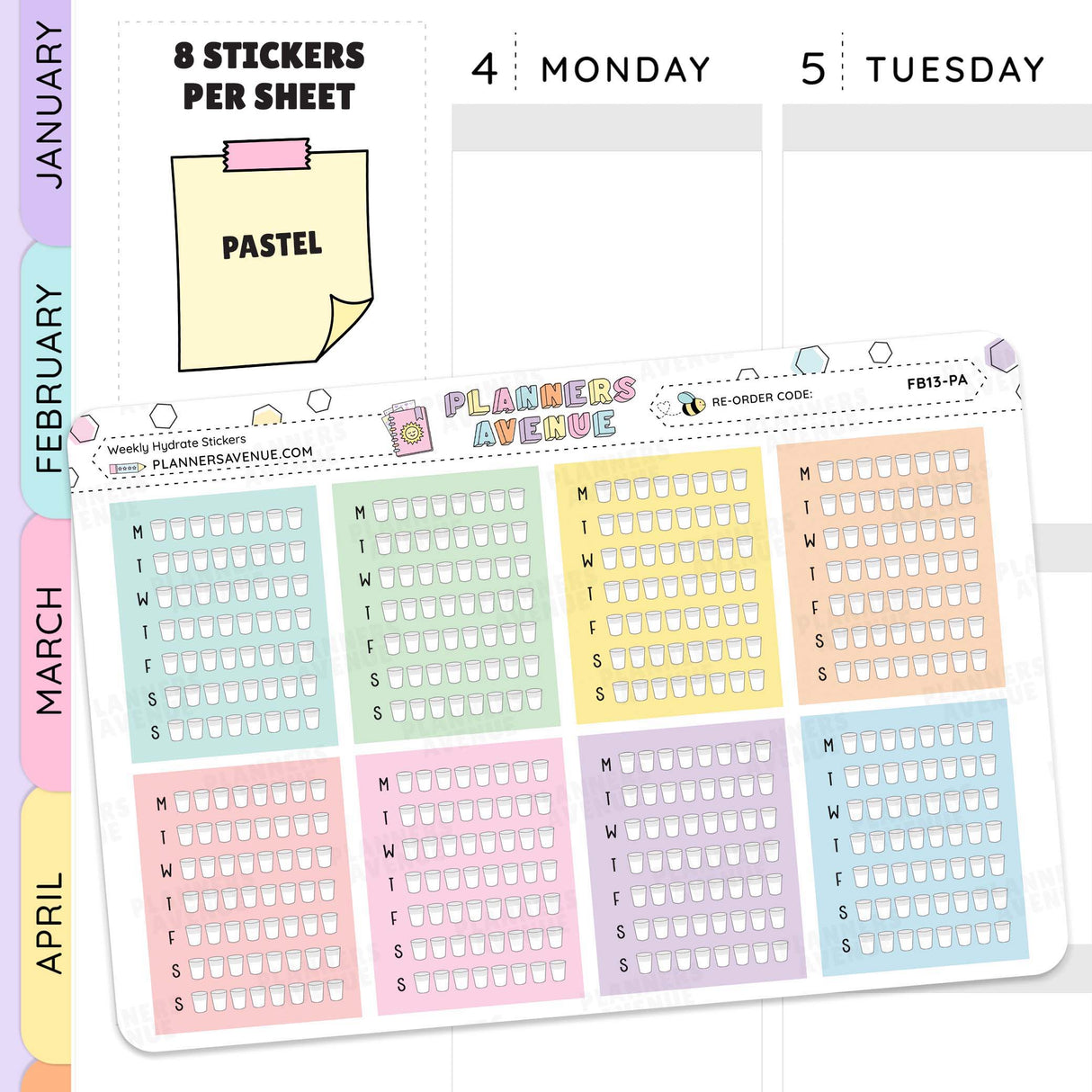 Weekly Hydrate Tracker Stickers