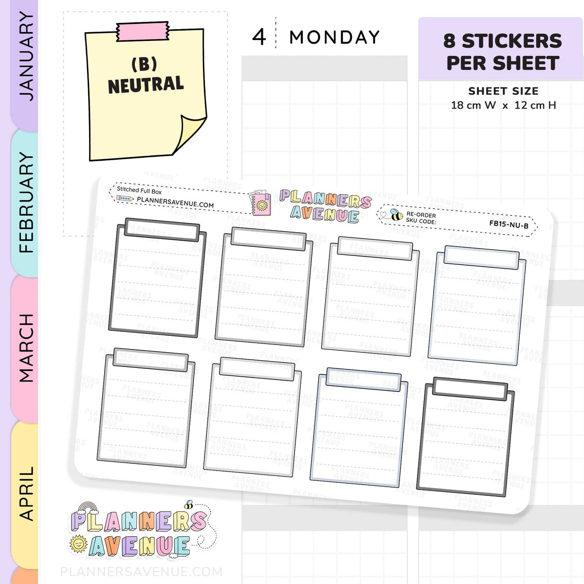 Stitched Full Box Planner Stickers