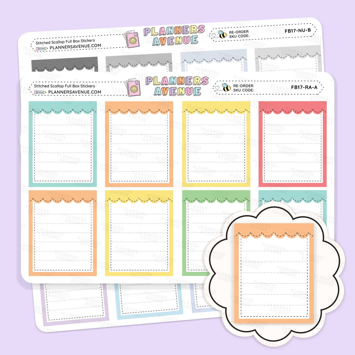 Stitched Scallop Full Box Planner Stickers