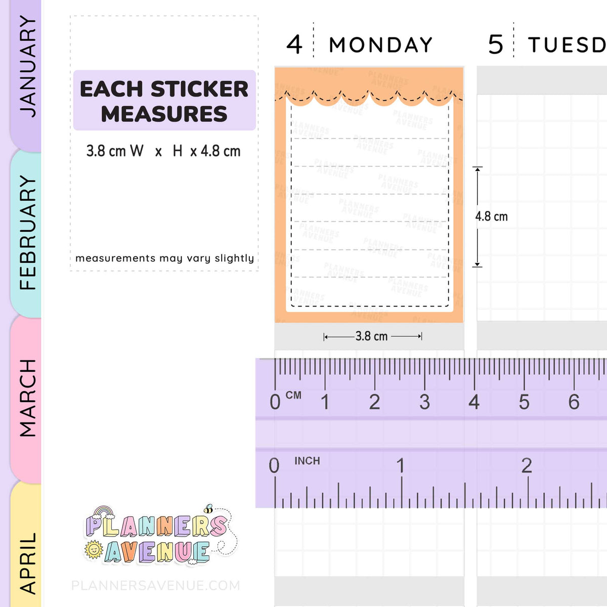 Stitched Scallop Full Box Planner Stickers