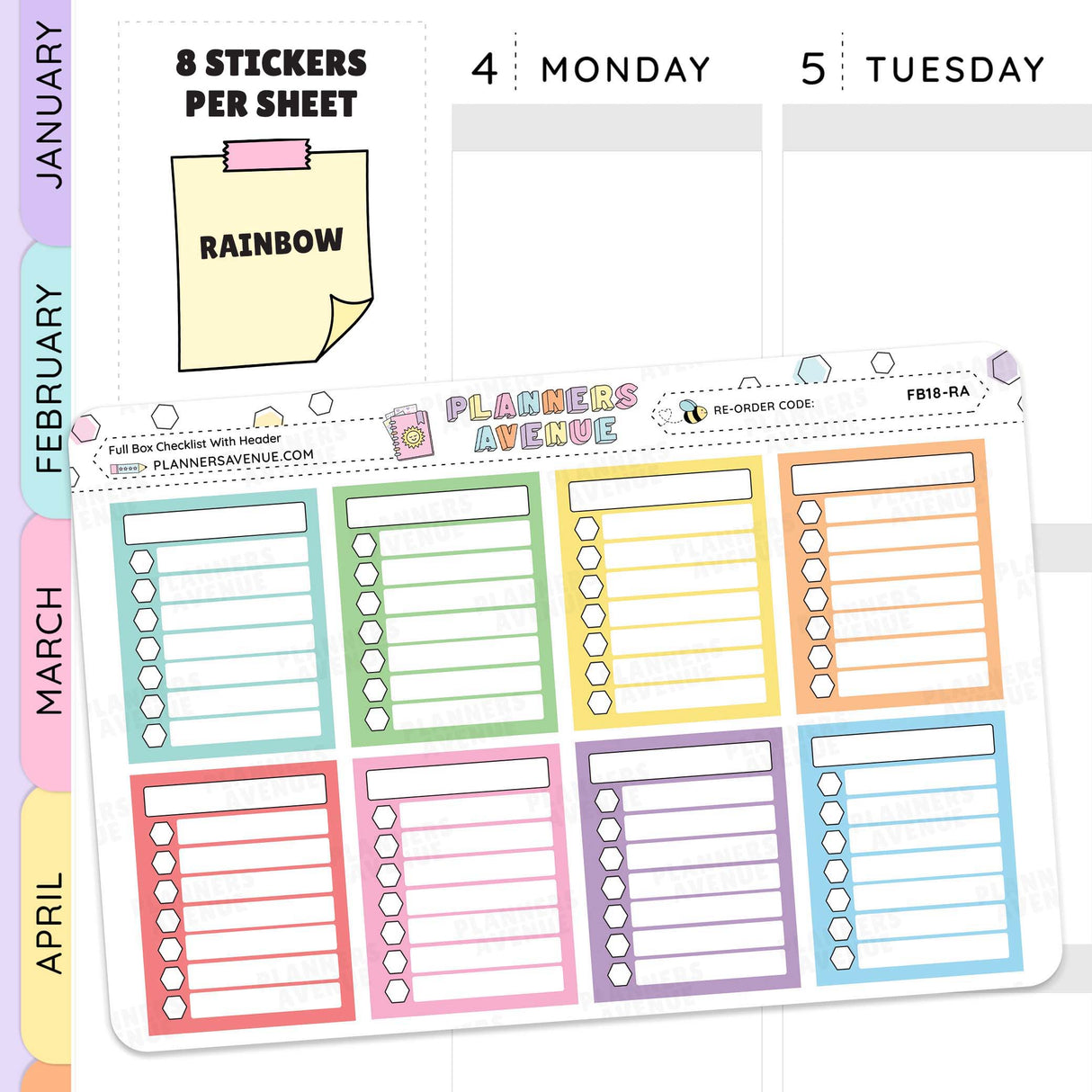 Rainbow Full Box Checklist With Header Stickers