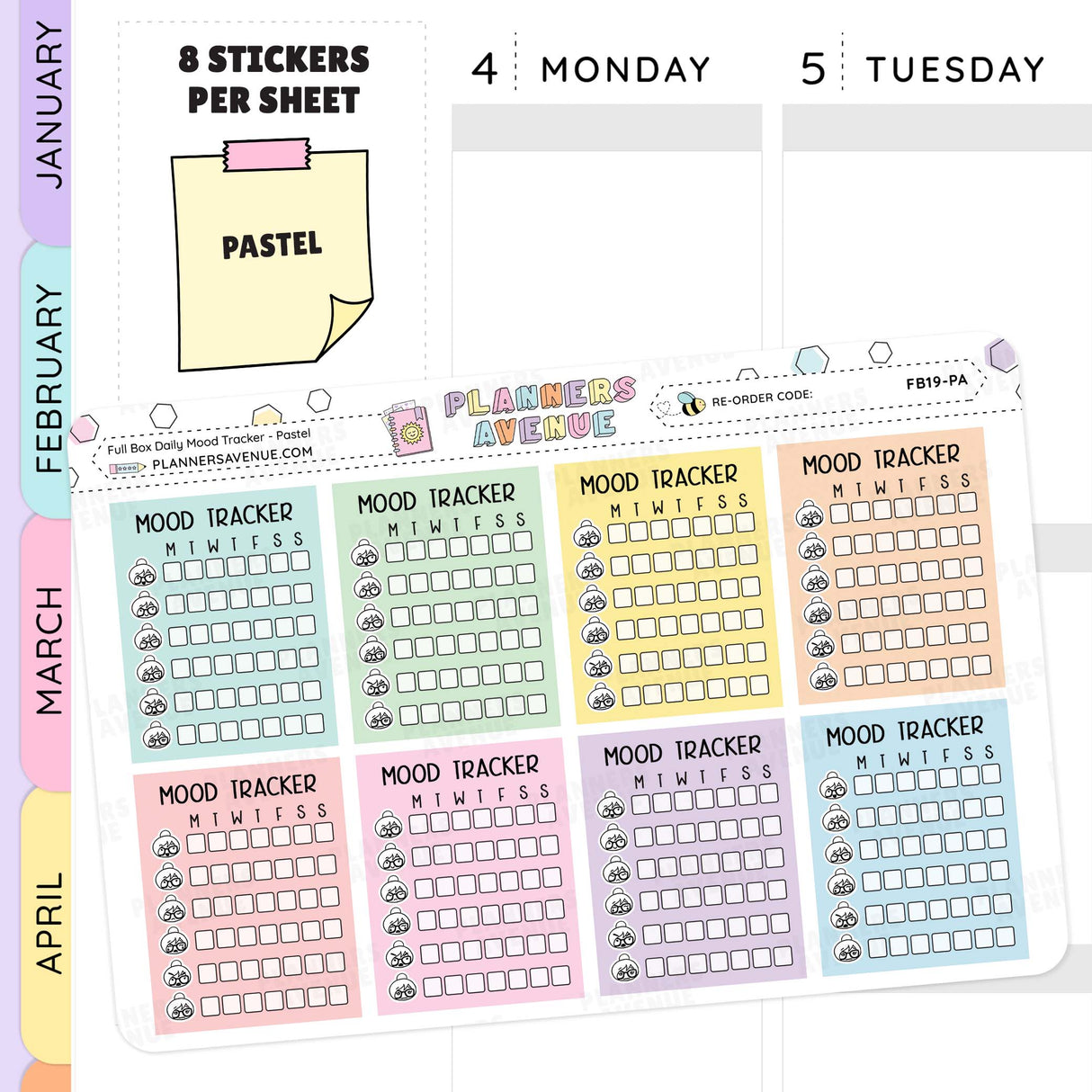 Pastel Daily Mood Tracker Sticker