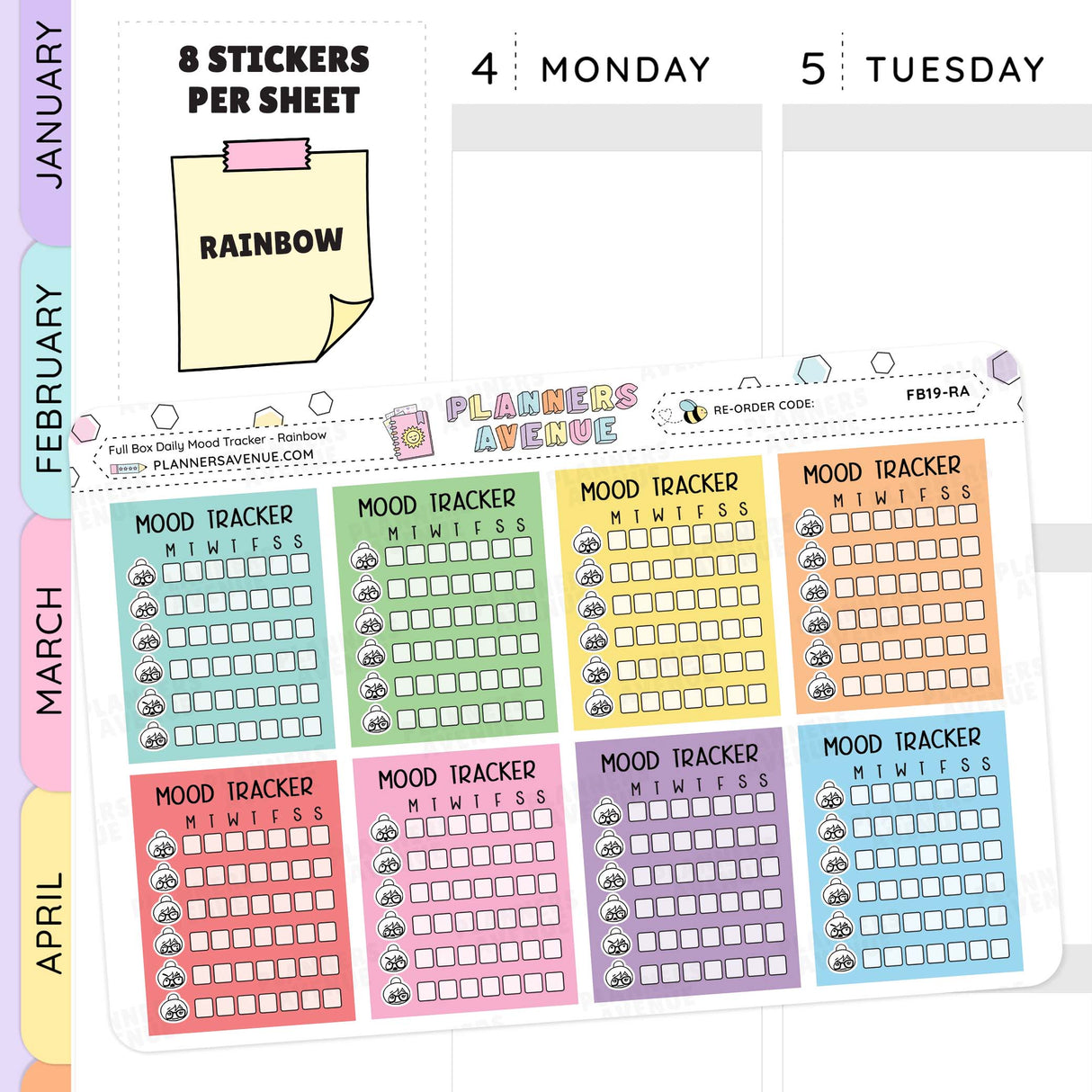 Rainbow Daily Mood Tracker Sticker