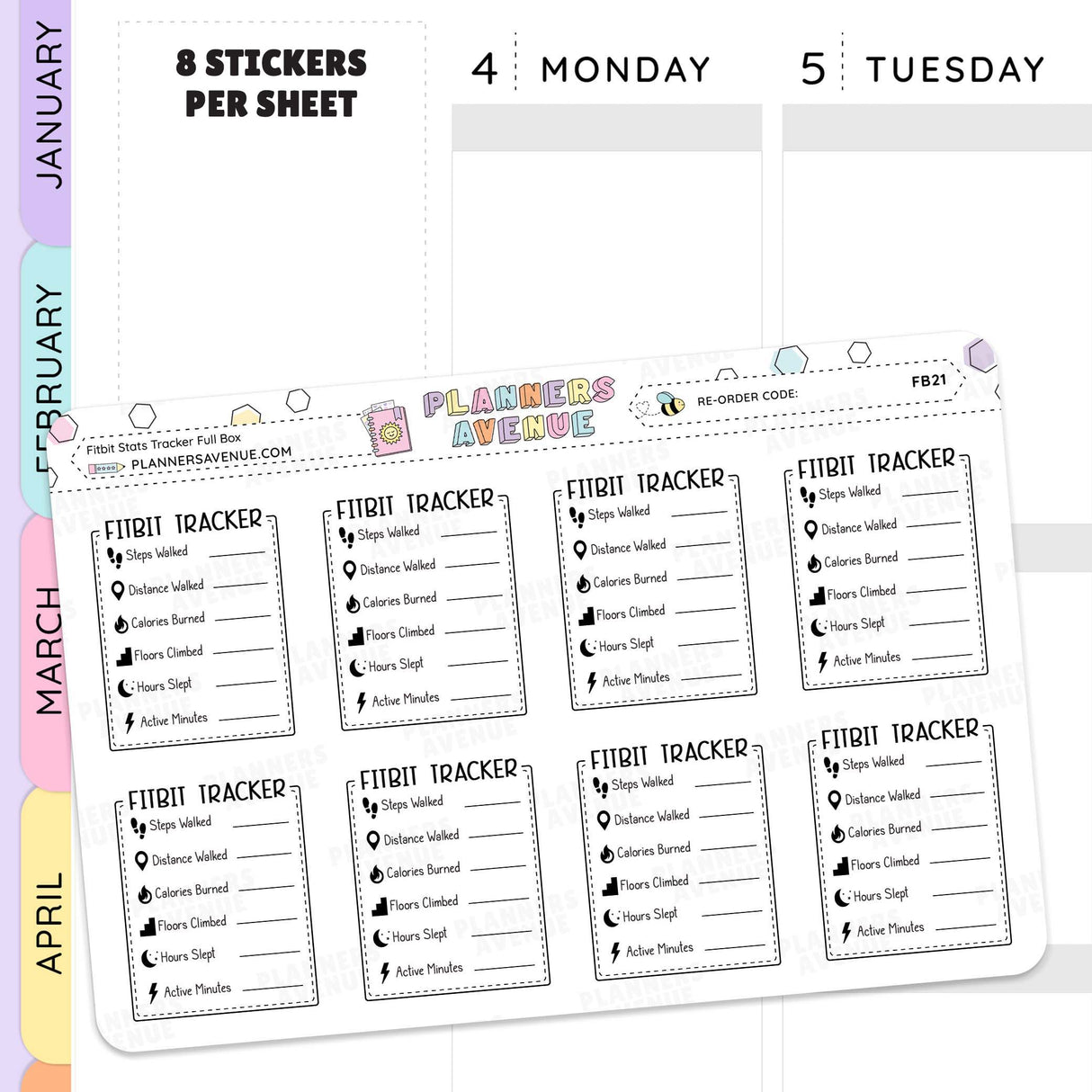 Bullet Journal Fitbit Stats Tracker Stickers