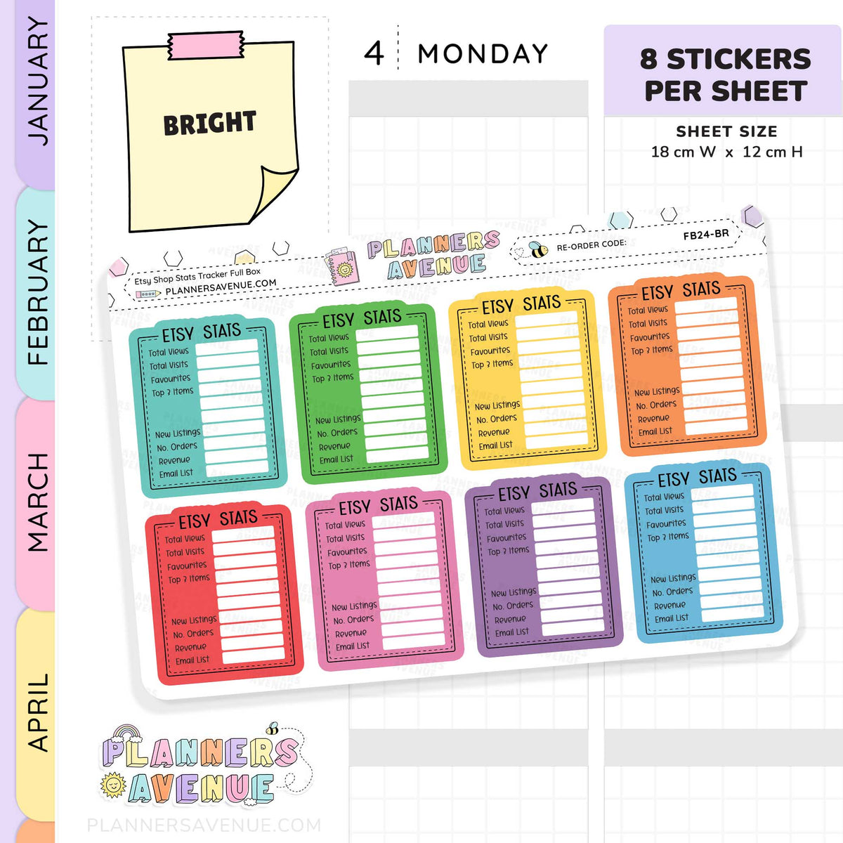 Etsy Shop Stats Tracker Planner Stickers
