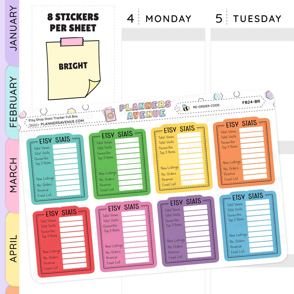 Etsy Shop Stats Tracker Planner Stickers