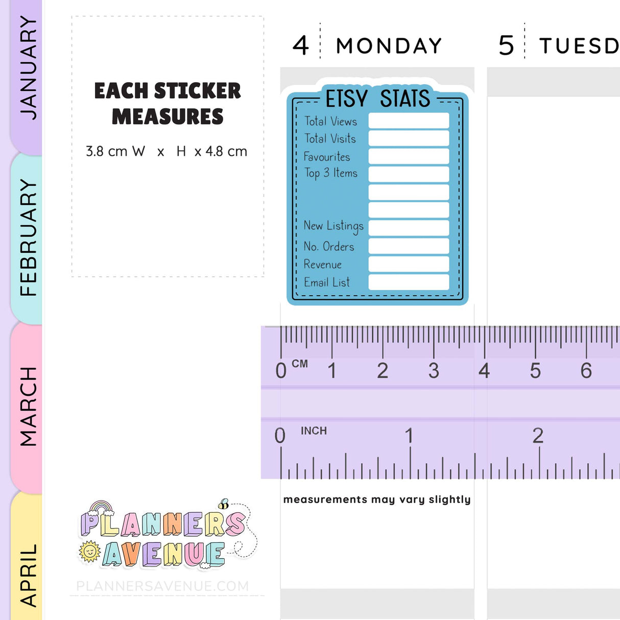 Etsy stats tracker sticker