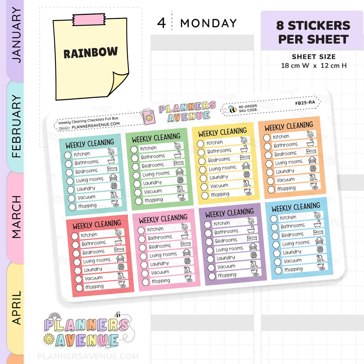 Weekly Cleaning Checklist Planner Stickers