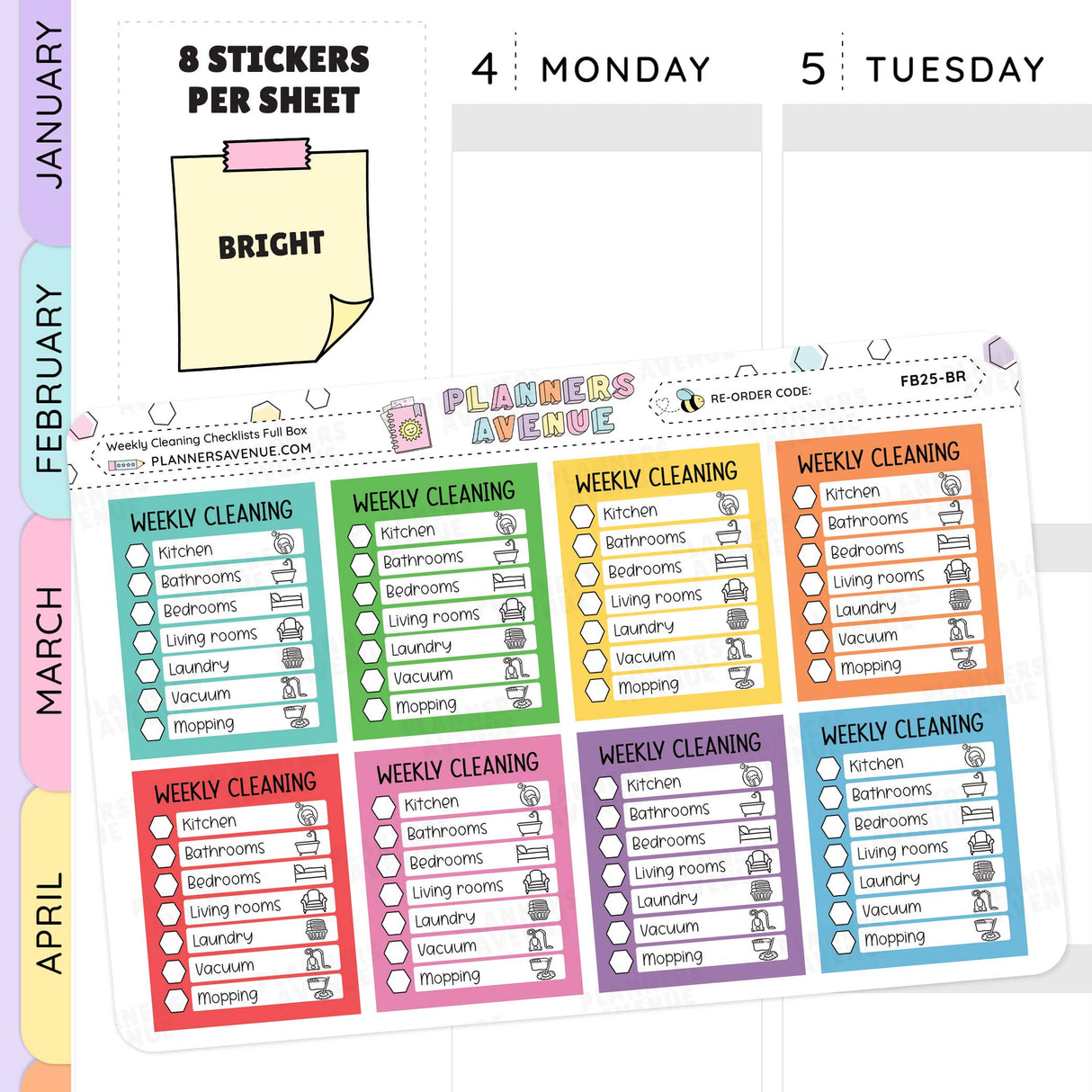 Weekly Cleaning Checklist Planner Stickers