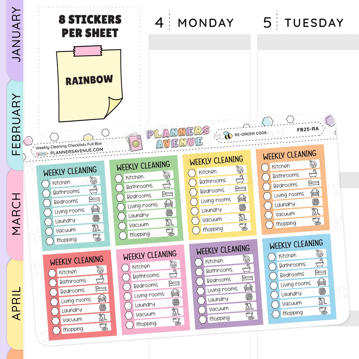 Weekly Cleaning Checklist Planner Stickers