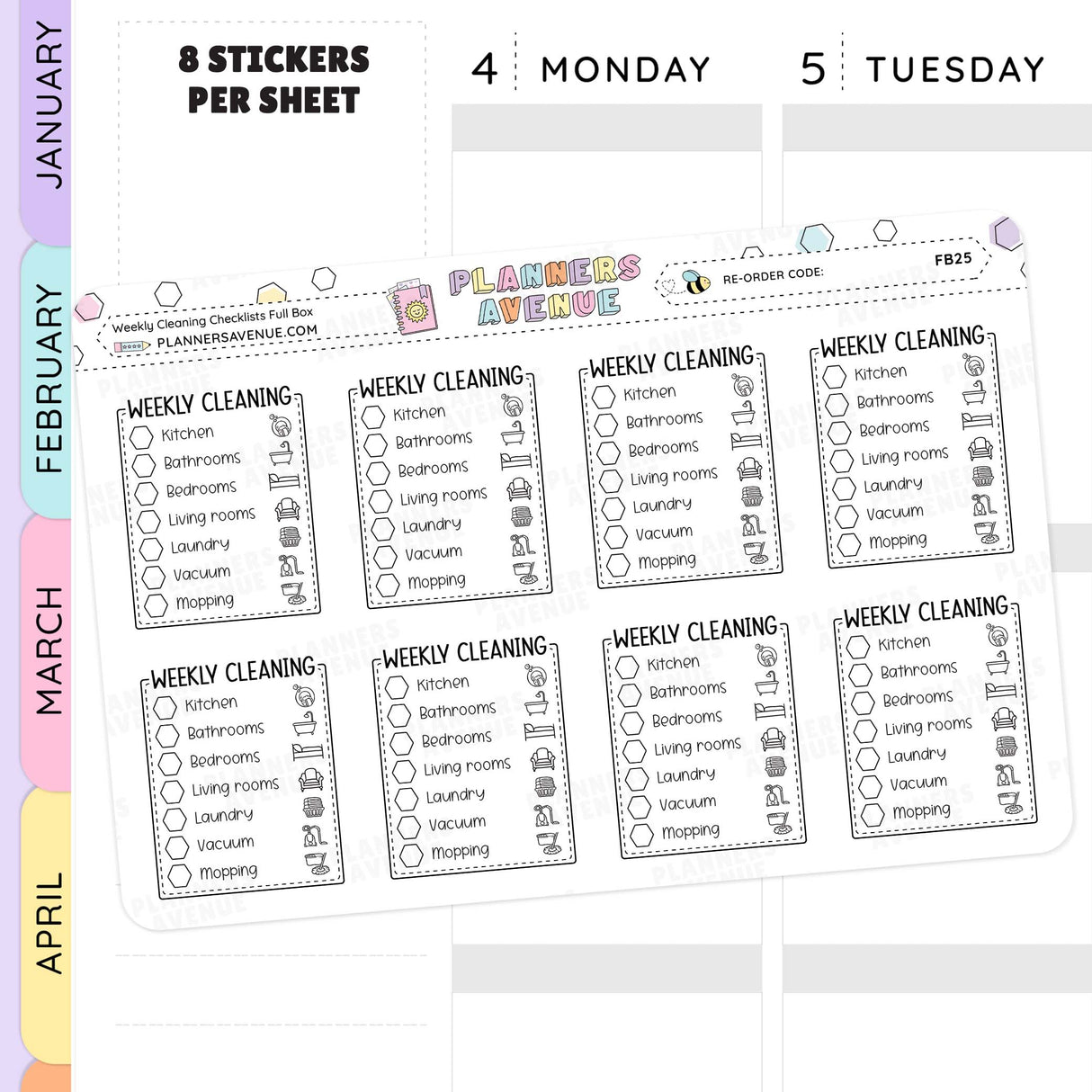 Weekly Cleaning Checklist Planner Stickers