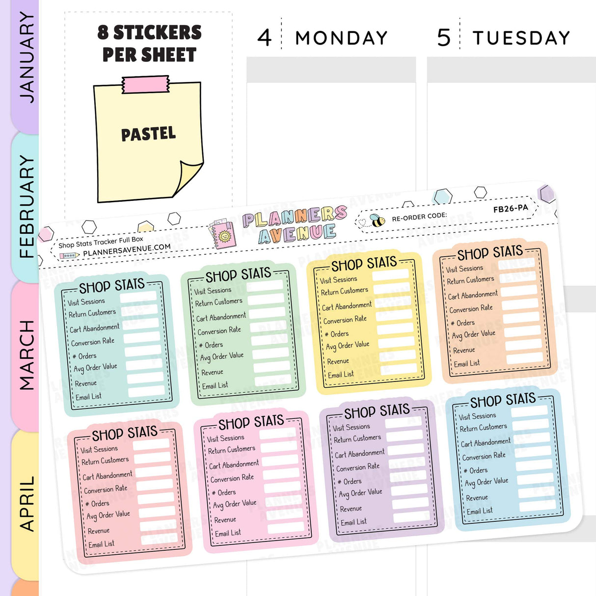 Pastel Shop Stat Tracker Planner Stickers