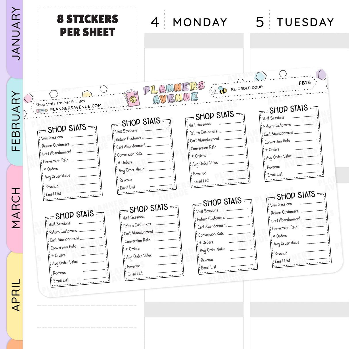 Bullet Journal Shop Stat Tracker Stickers