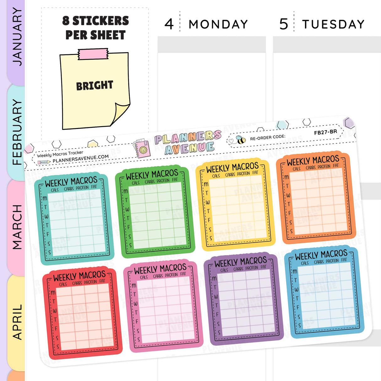 Weekly Macros Full Box Tracker Stickers