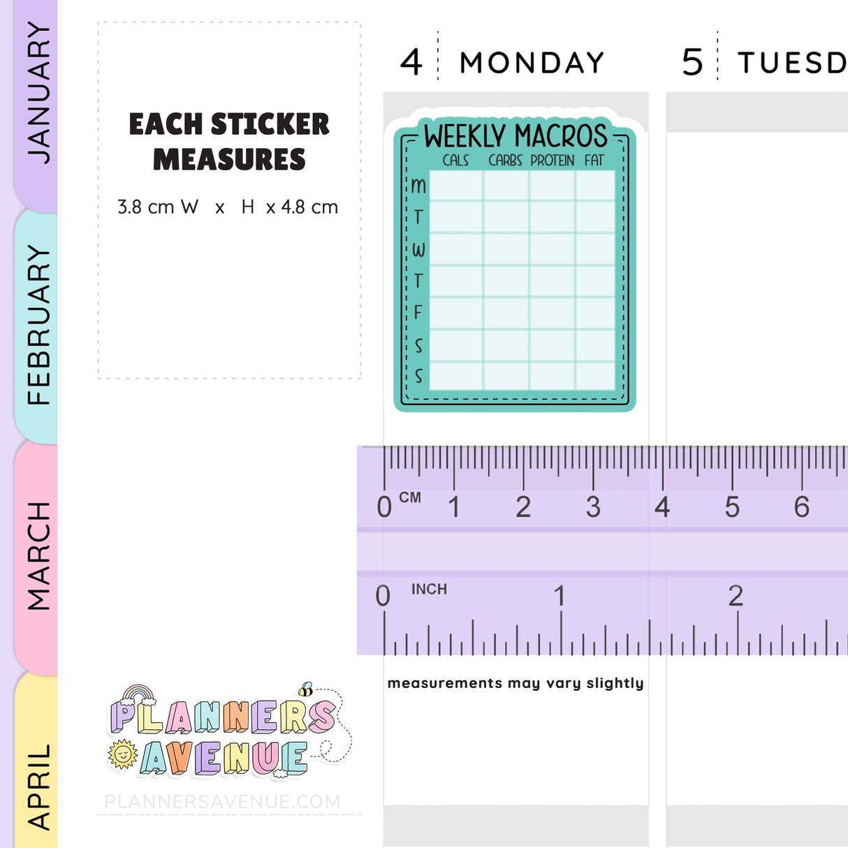 Weekly macros planner sticker