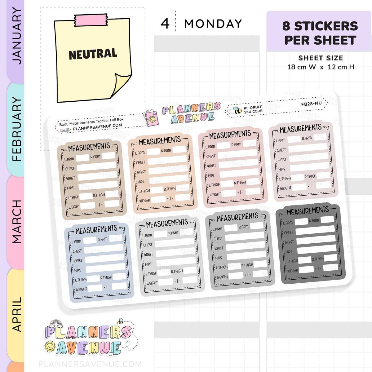 Body Measurements Tracker Stickers