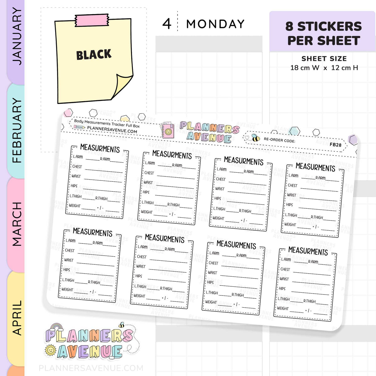 Body Measurements Tracker Stickers