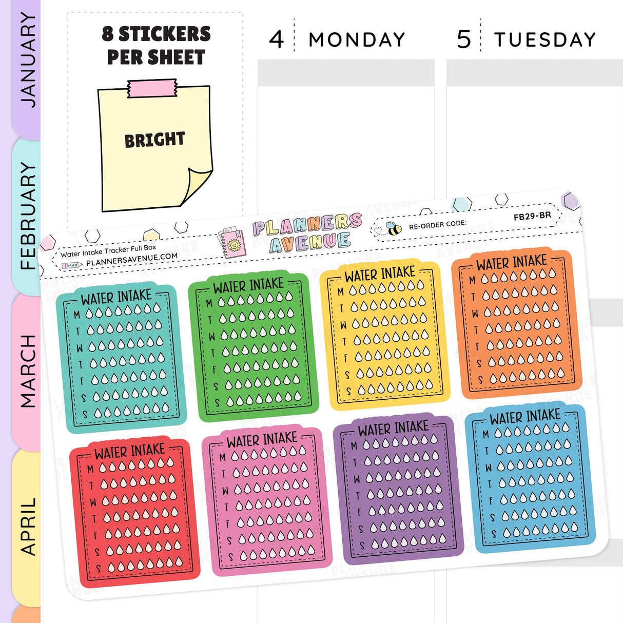 Weekly Water Intake Tracker Stickers