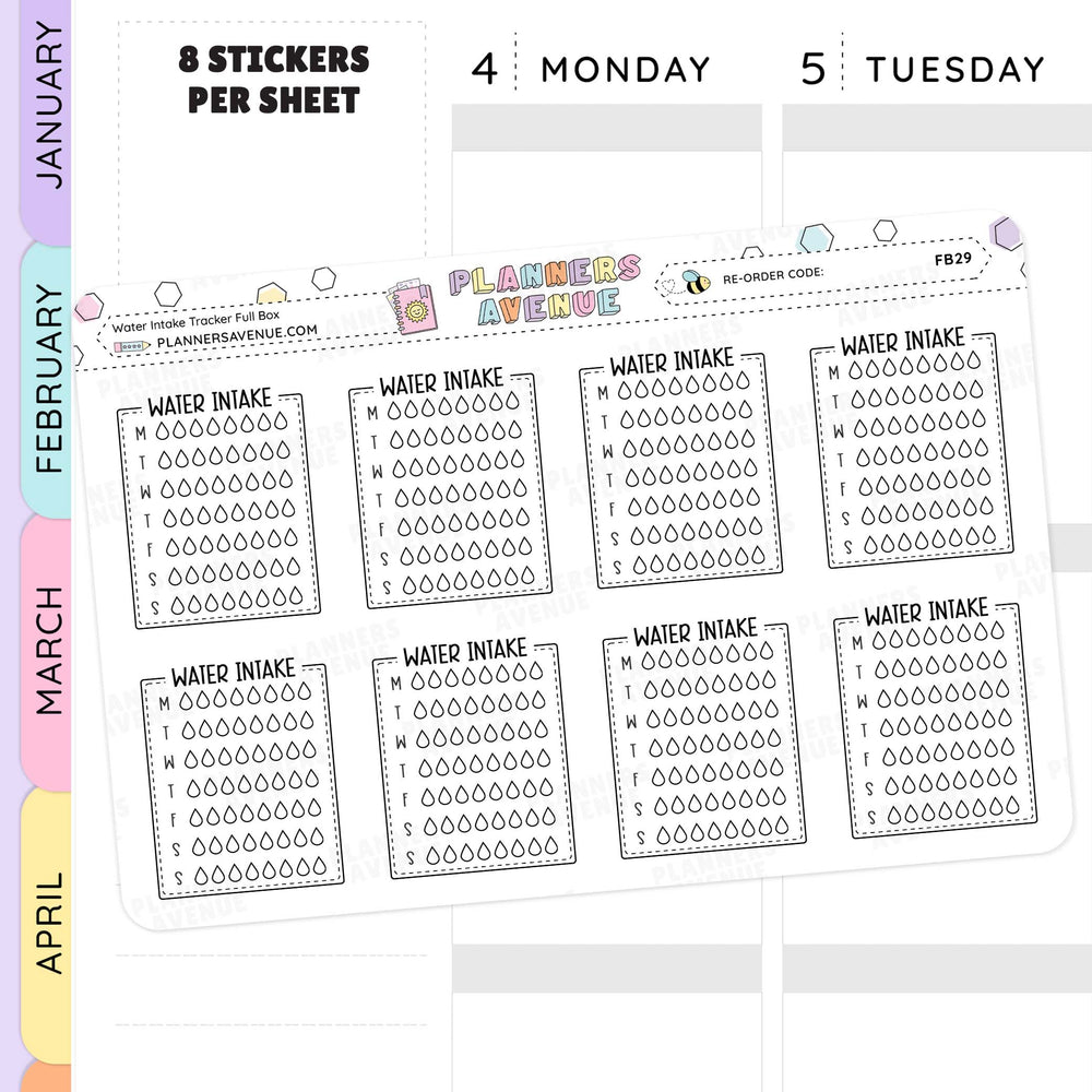 Doodle Weekly Water Intake Tracker Stickers