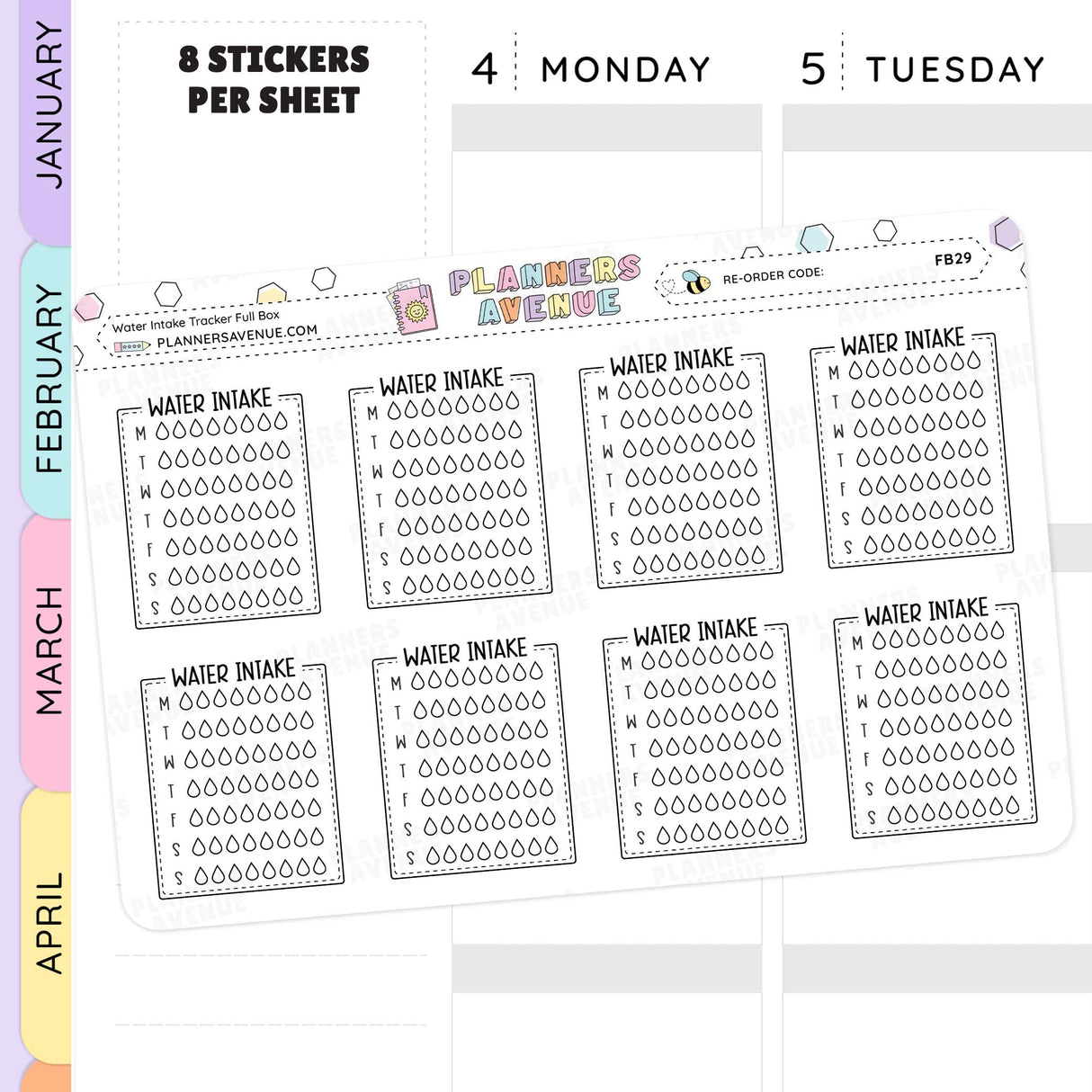 Doodle Weekly Water Intake Tracker Stickers