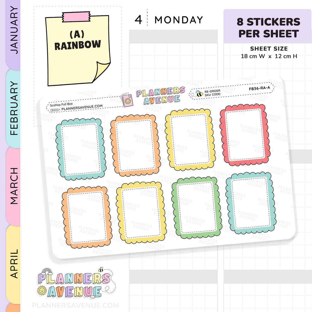Scallop Full Box Planner Stickers