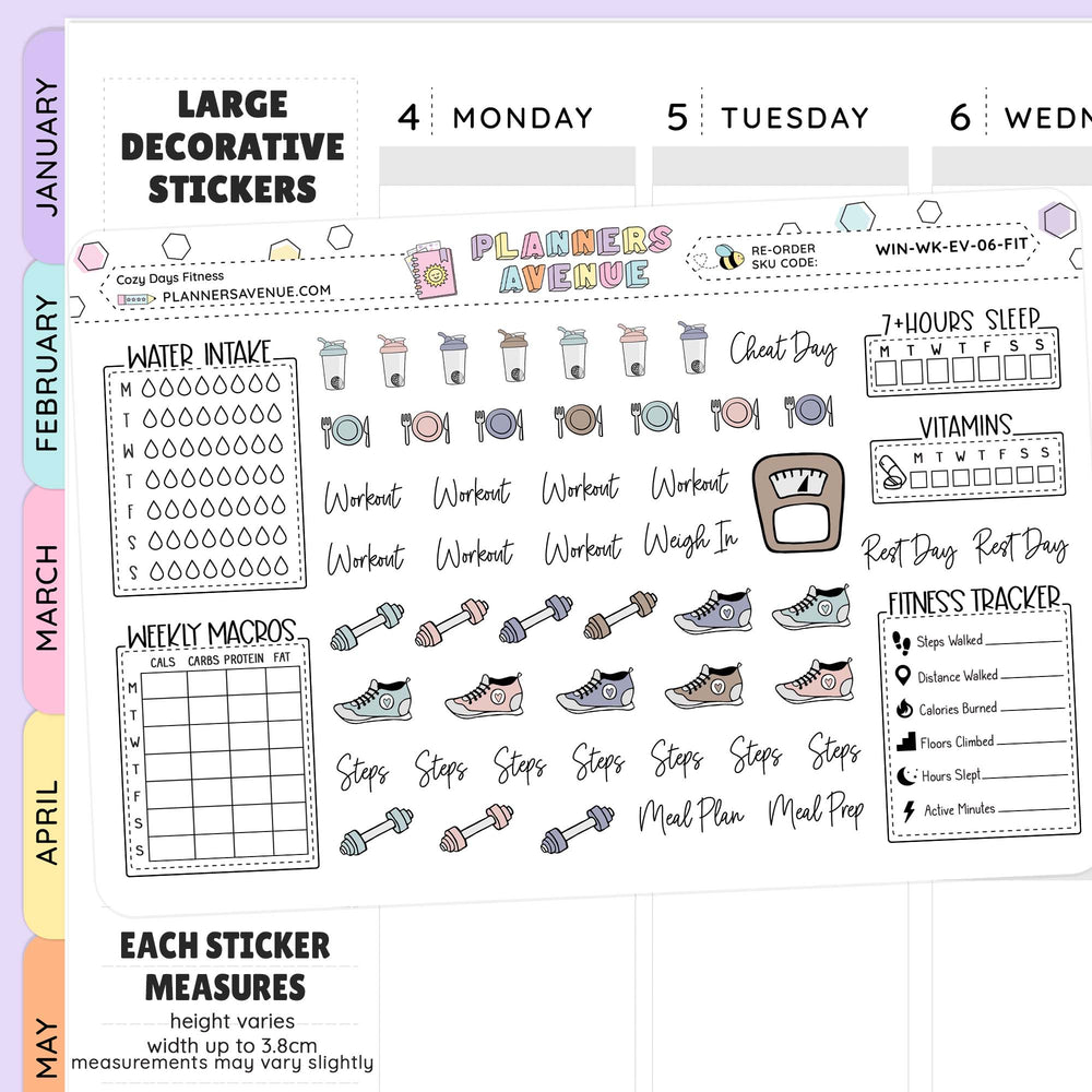 Cozy Days Fitness Planner Stickers