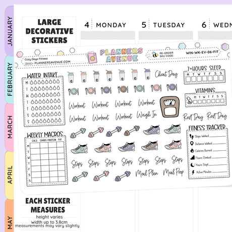 Cozy Days Fitness Planner Stickers
