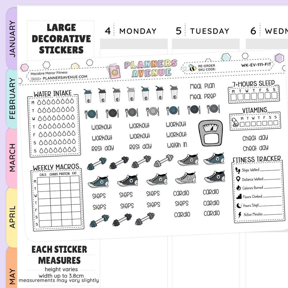Macabre Manor Fitness Planner Stickers