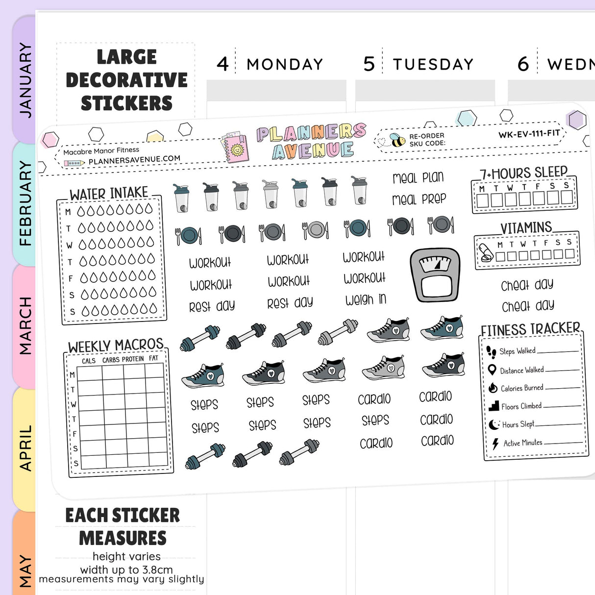Macabre Manor Fitness Planner Stickers