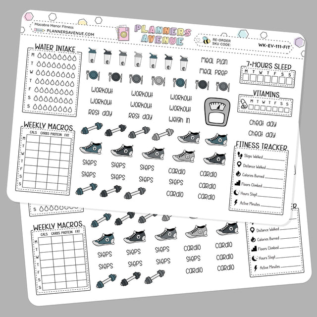 Macabre Manor Fitness Planner Stickers