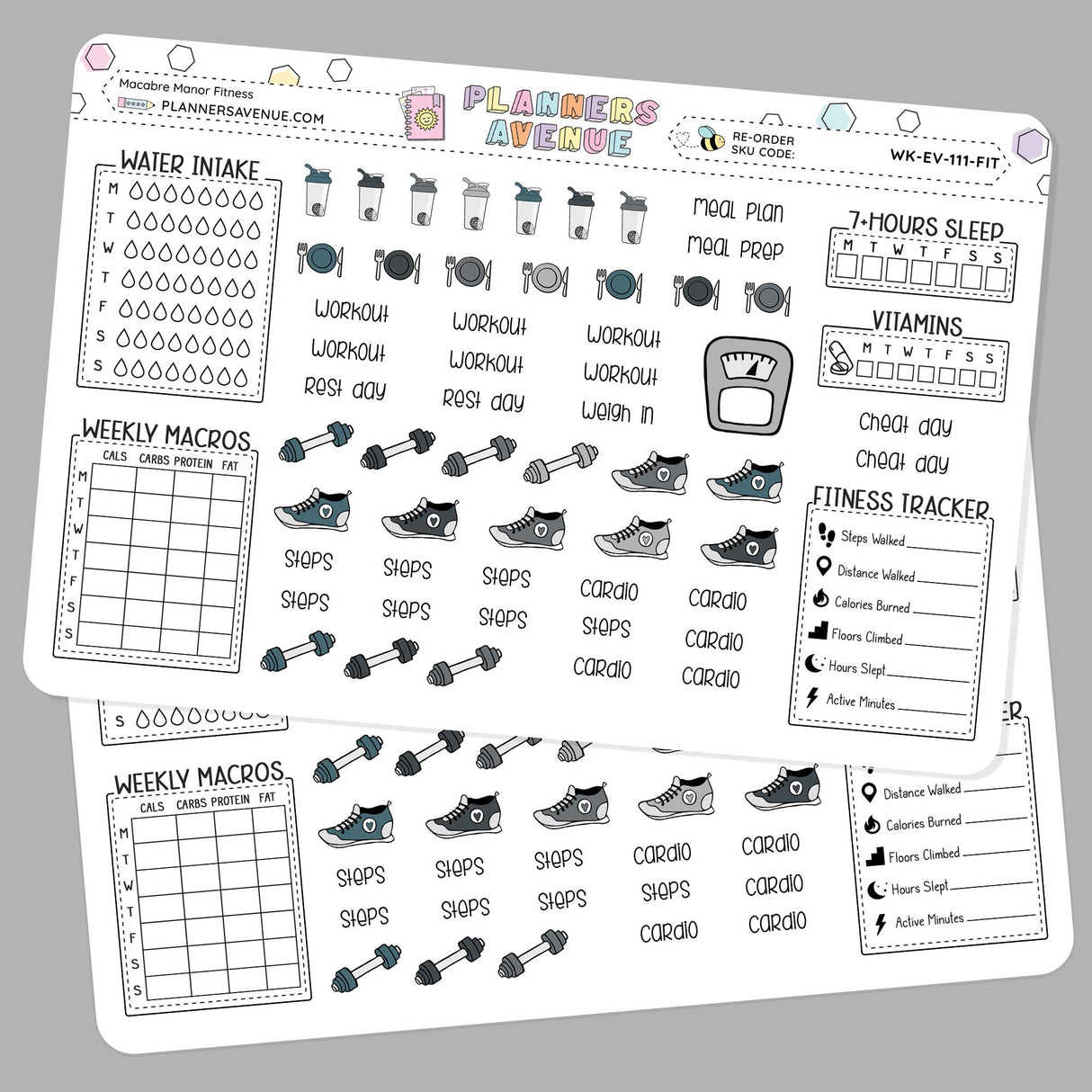 Macabre Manor Fitness Planner Stickers