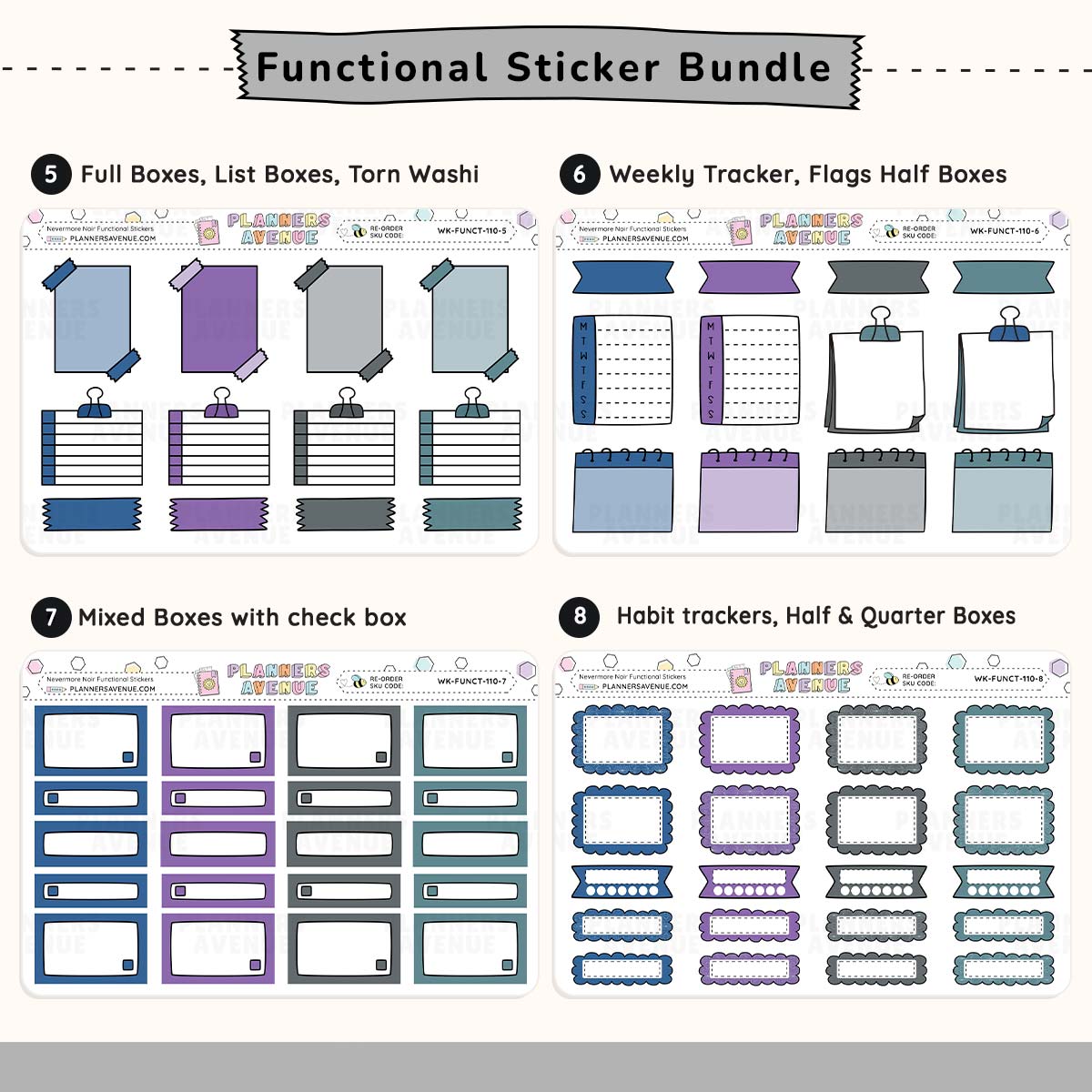 Nevermore Functional Planner Stickers Bundle