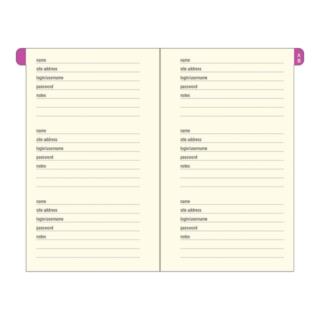 Internet Address & Password Book