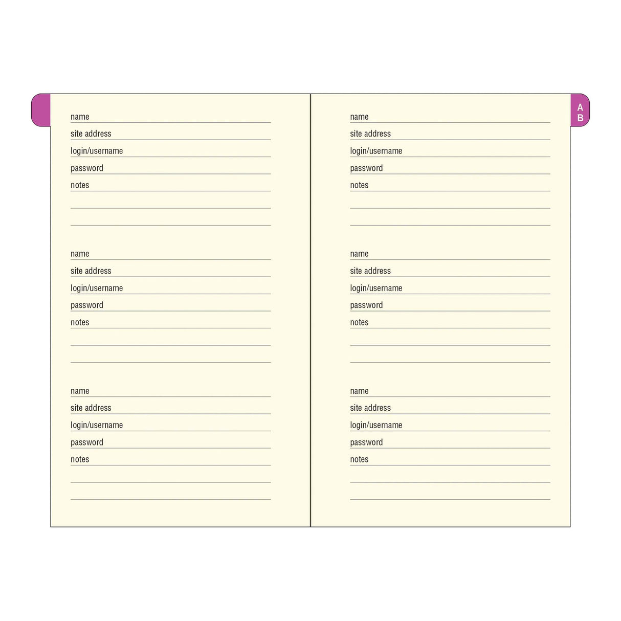 Internet Address & Password Book