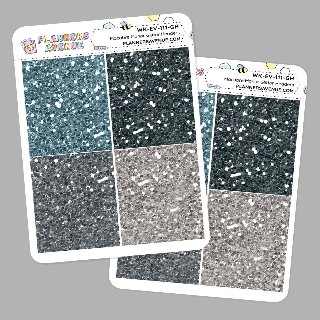 Macabre Manor Glitter Header Planner Stickers