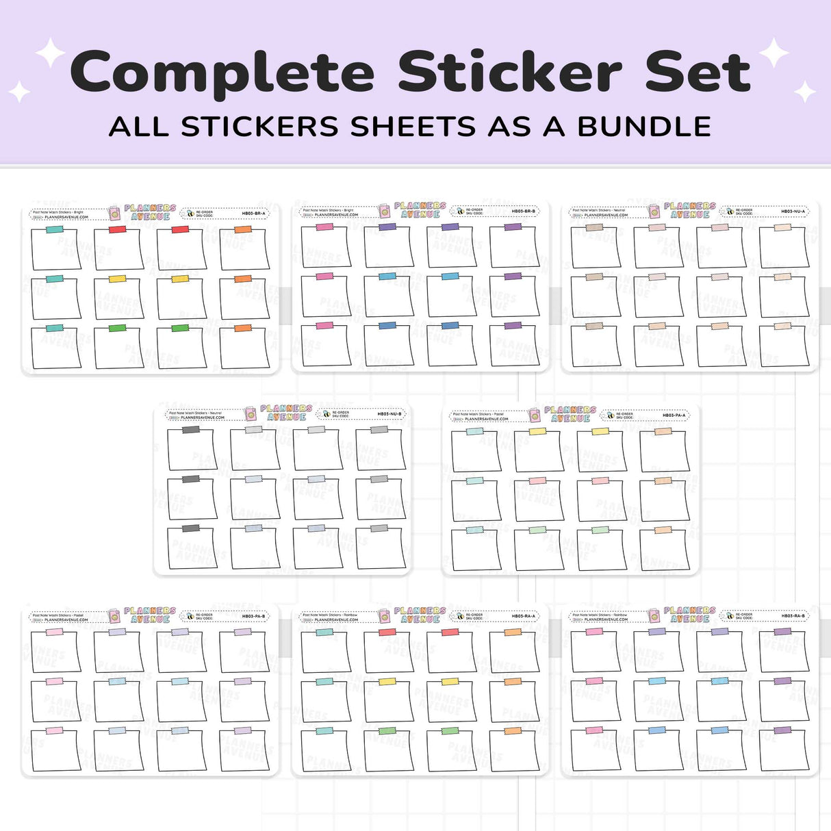 Post Note Washi Planner Stickers