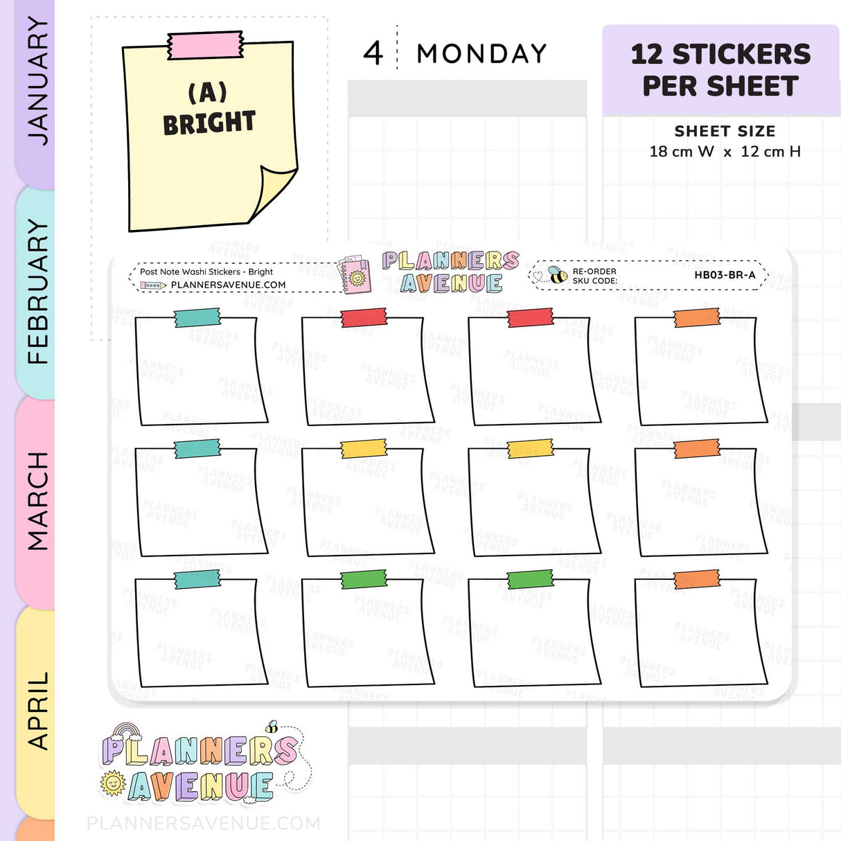 Post Note Washi Planner Stickers