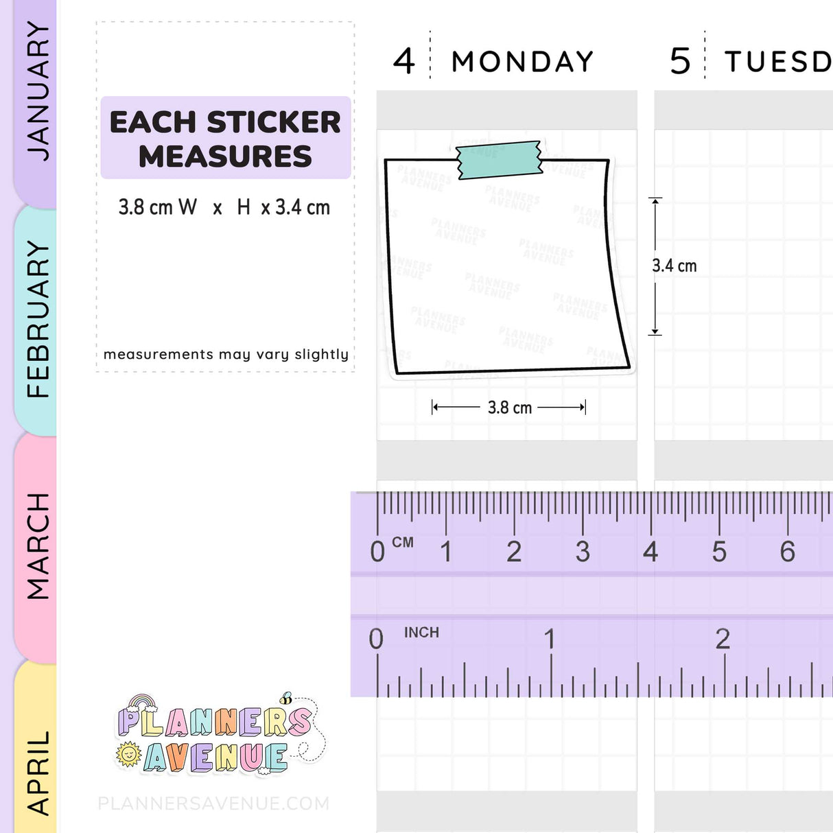Post Note Washi Planner Stickers